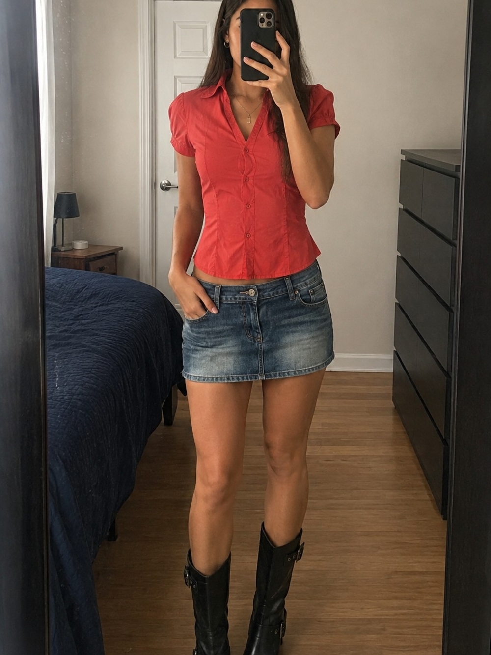 Extra Me Plus Size XL Y2K Button-up Red Shirt